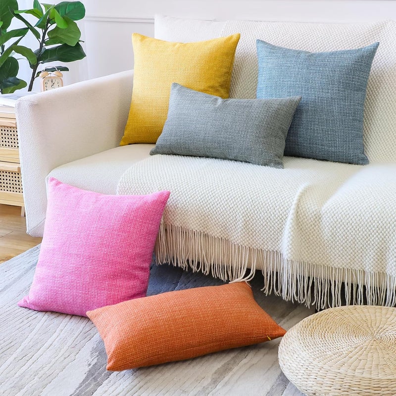 OTOSTAR Pack of 2 Throw Pillow Covers 12x20 Inch Linen Dark Grey Pillowcases Farmhouse Decorative Solid Pillow Covers 30x50 cm Lumbar Cushion Case for Home Decor Sofa Couch Bed (Dark Grey) - Image 5