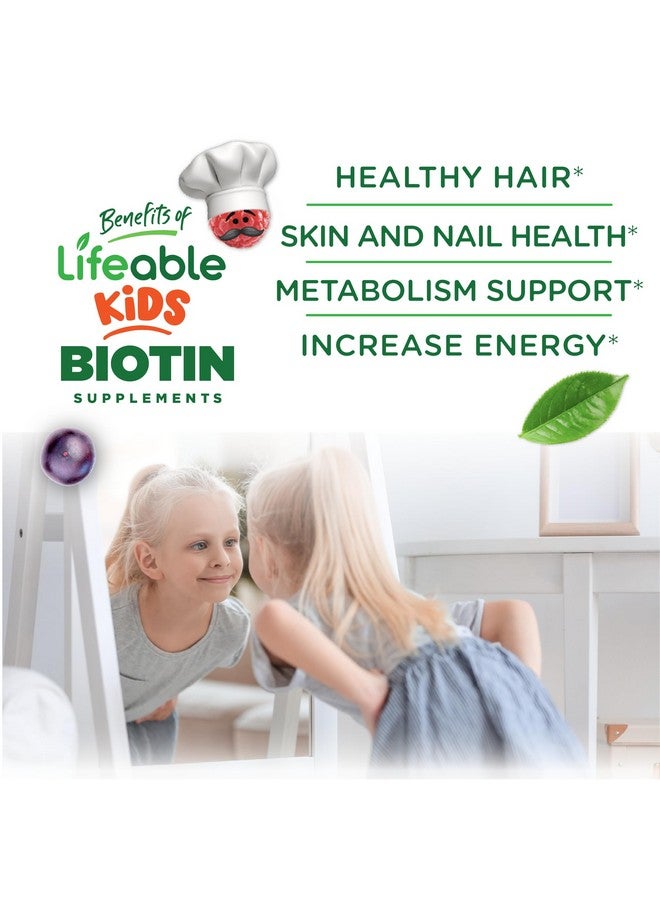 Lifeable Sugar Free Kids Biotin Gummies | 5000mcg | Great Tasting Biotin Supplement | Biotin Gummies for Hair Growth, Skin and Nail Health | Hair Vitamins for Kids, Boys, Girls | 90 Gummies - Image 3
