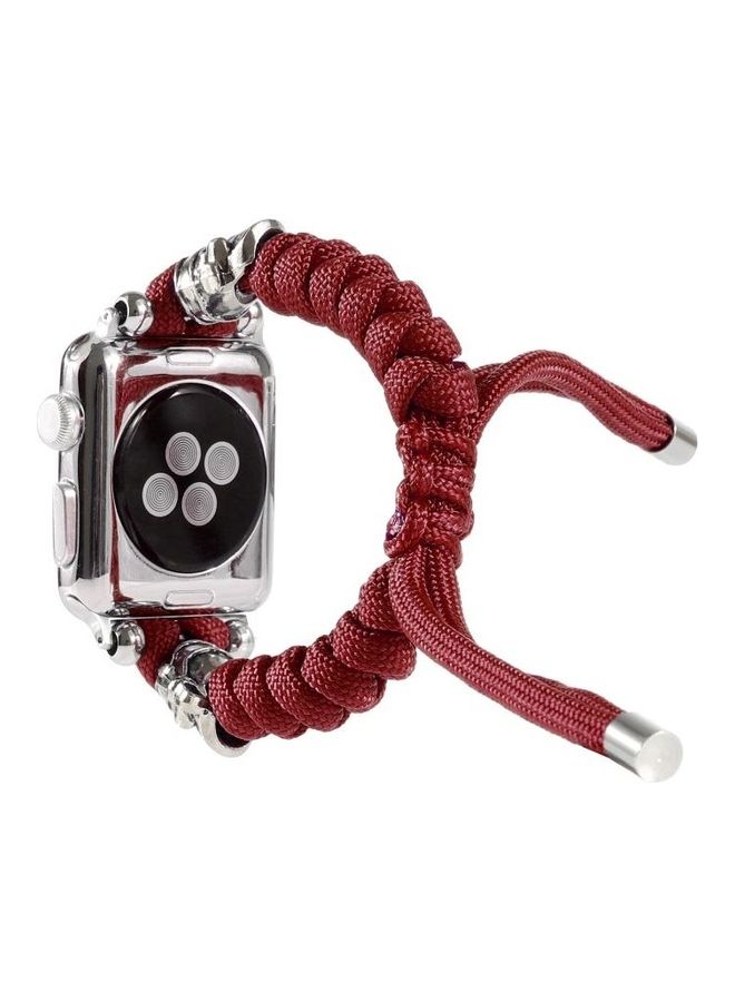NIBEMINENT Skull Umbrella Cord Braided Watch Strap Dark Red - Image 4