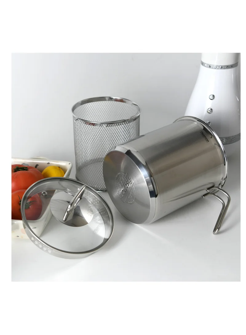 Fissman Stainless Asparagus Pot 16x18.0cm/3.5L with Glass Lid & Steamer Basket – Vegetable Boiler