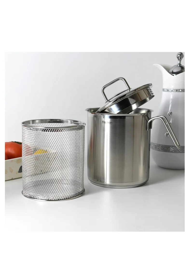 Fissman Stainless Asparagus Pot 16x18.0cm/3.5L with Glass Lid & Steamer Basket – Vegetable Boiler