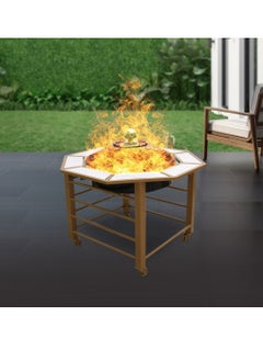 Table stove 80 x 80 x 55 cm - gold and white