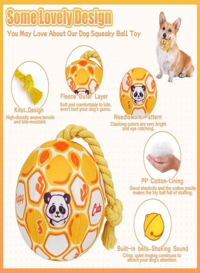 VerdeVilla Dog Toys for Small Dogs, Interactive Dog Toys Squeaky Dog Ball Toys Rope Plush Toys Soft Stuffed Dog Toys Dog Chew Toys Puppy Toys to Keep Them Busy for Small Medium Breed- 4 Inch (Yellow) - Image 2