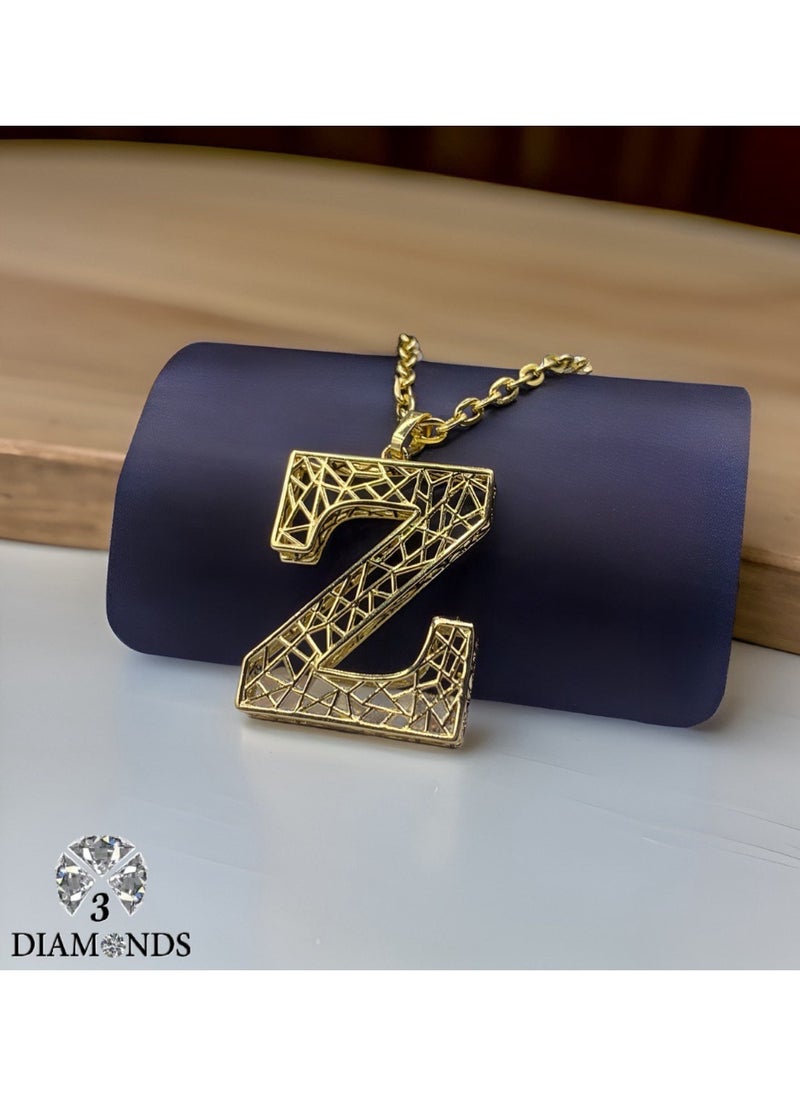 3Diamonds 3DIAMONDS Women’s Gold-Plated Necklace with Letter "Z" Pendant – Bold Personalized Jewelry  - Image 1