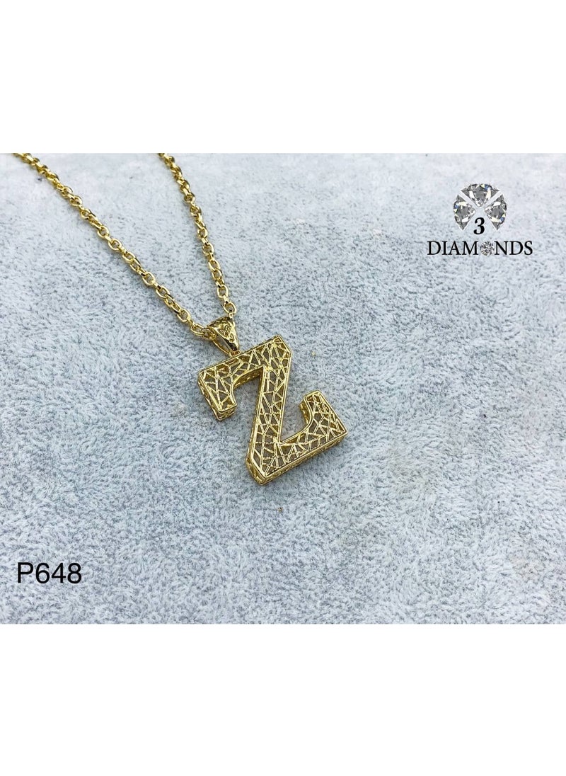 3Diamonds 3DIAMONDS Women’s Gold-Plated Necklace with Letter "Z" Pendant – Bold Personalized Jewelry  - Image 2