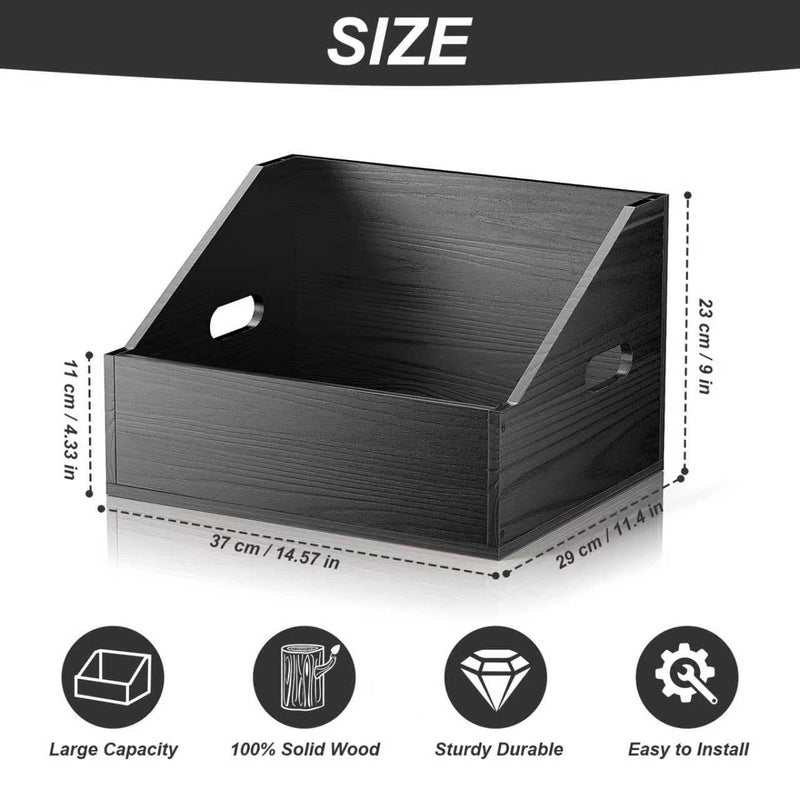 Vecxoty Wood Vinyl Record Storage, Retro & Durable Vinyl Crate and Record Holder, Album Storage Record Case Box for 60+ Records, Perfect Record Organizer for Home Decor and Collection Display(Black) - Image 4