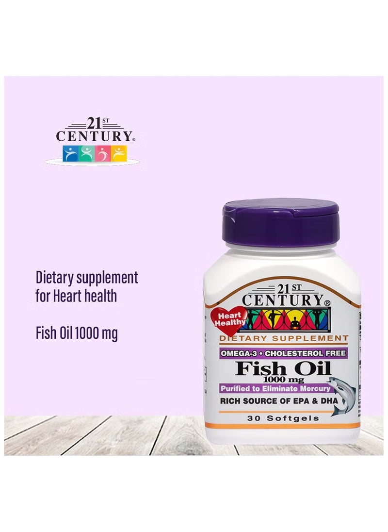 21st CENTURY - Fish Oil 1000 mg - Omega-3 30 Softgels - Image 1