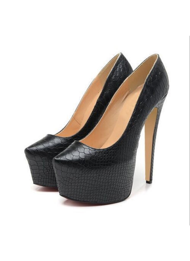 Loquat Super stylish garden high heels over 8cm Snake-black  - Image 2