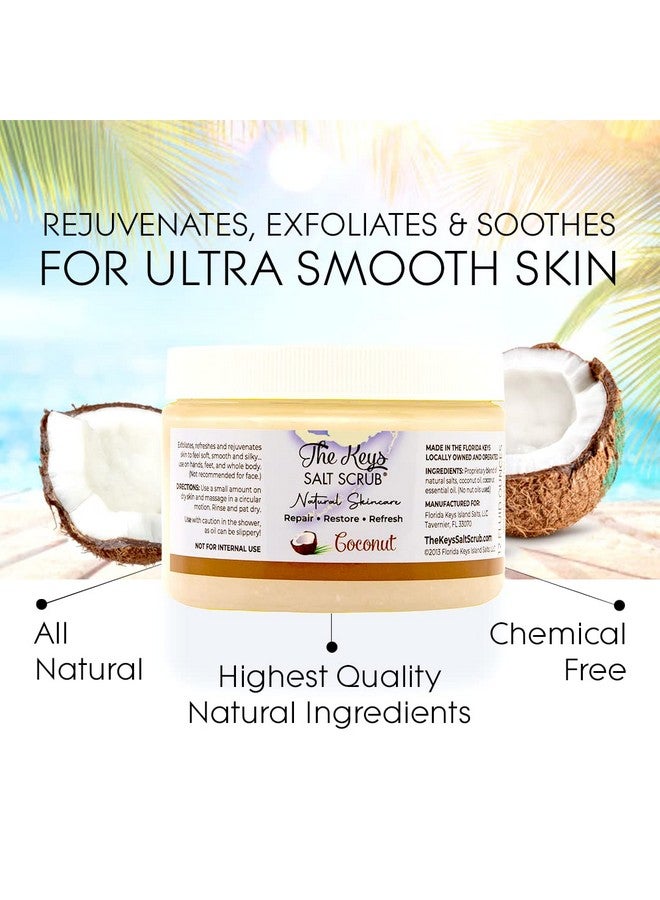 The Keys Salt Scrub - Coconut Sea Salt Scrub - Exfoliating Body Scrub Skincare with Wooden Spoon for Men & Women-Natural Moisturizing Exfoliator for Face, Hands, Foot, Bath, & Bikini Area (3pcs-12oz) - Image 2