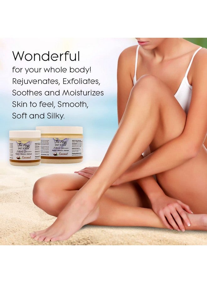 The Keys Salt Scrub - Coconut Sea Salt Scrub - Exfoliating Body Scrub Skincare with Wooden Spoon for Men & Women-Natural Moisturizing Exfoliator for Face, Hands, Foot, Bath, & Bikini Area (3pcs-12oz) - Image 5