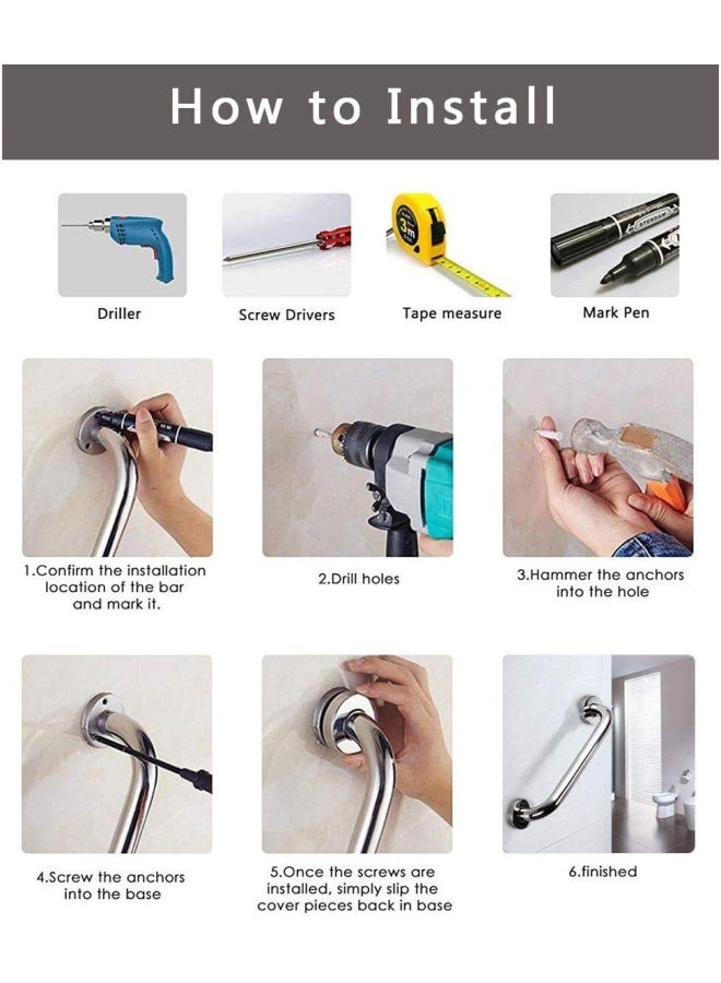 ROBUSTLINE Stainless Steel D Bar Handle Rosette Type Ideal For Elderly Shower Support 19Mm X 250Mm Brand - Image 5