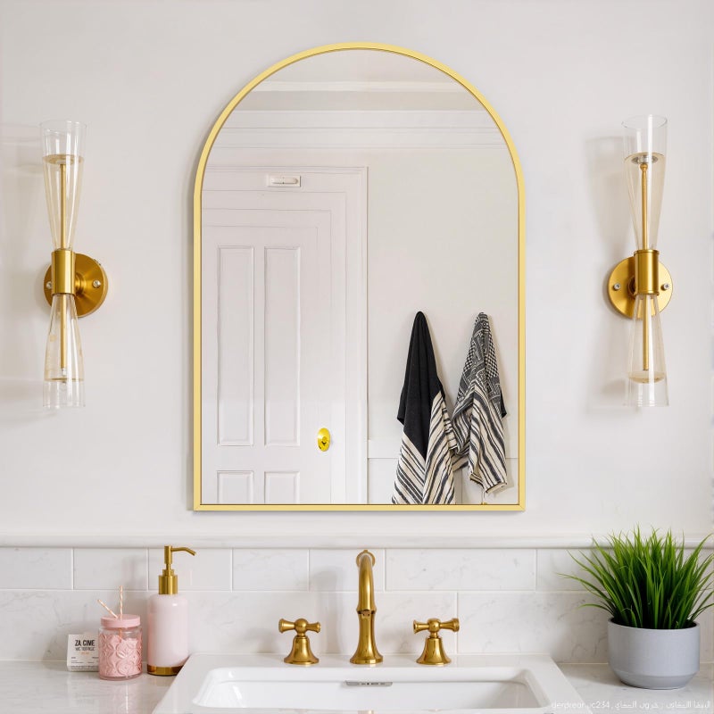Atilioo Bathroom Mirror for Wall, 30x20 Inch Arched Mirror, Matte Gold Metal Framed Bathroom Vanity Mirror for Restroom Farmhouse, Anti-Rust, Tempered Glass, Hanging or Leaning - Image 5