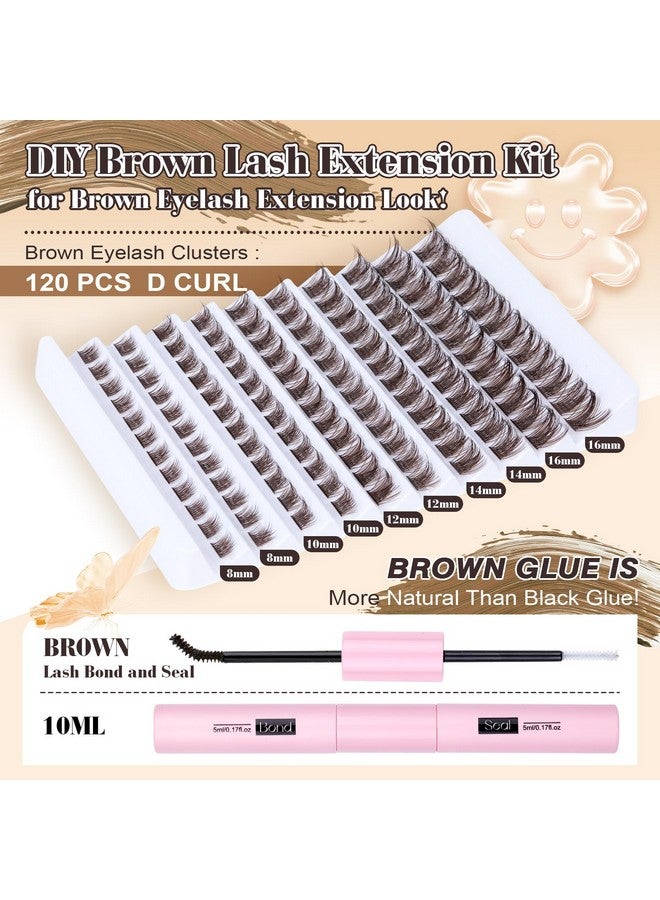 Yawamica Lash Extension Kit Brown Lash Clusters With Brown Bond And Seal Diy Eyelash Extension Kit Natural Look 816Mm Lash Clusters Kit Diy At Home By Yawamica - Image 2