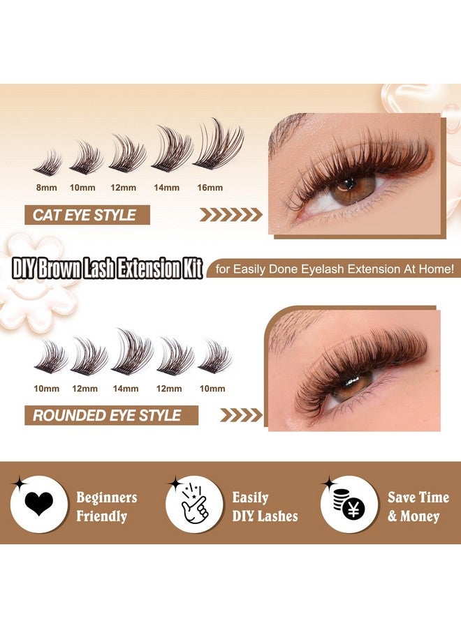 Yawamica Lash Extension Kit Brown Lash Clusters With Brown Bond And Seal Diy Eyelash Extension Kit Natural Look 816Mm Lash Clusters Kit Diy At Home By Yawamica - Image 3