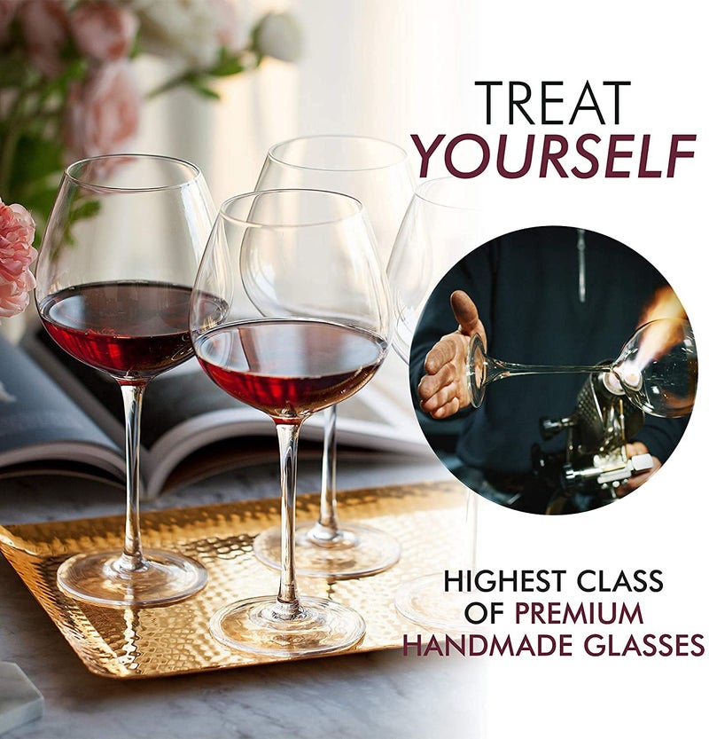 TIENER Balloon Red White Or Brandy Premium Crytal Clear Wine Glasses 650 ML Set of 2 - Image 5