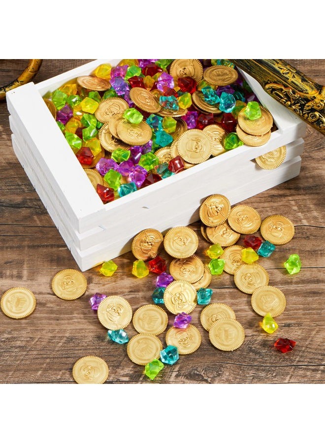 JOYIN Toy 288 Pieces Pirate Gold Coins and Pirate Gems Jewelry Playset Pack Party Favor. (144 Coins+144 Gems) - Image 5