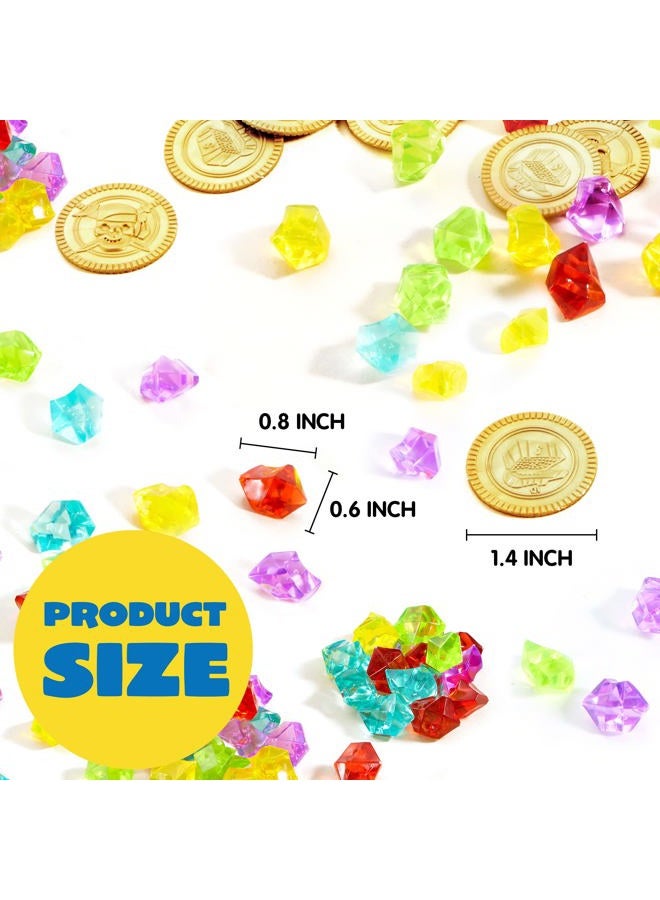 JOYIN Toy 288 Pieces Pirate Gold Coins and Pirate Gems Jewelry Playset Pack Party Favor. (144 Coins+144 Gems) - Image 4