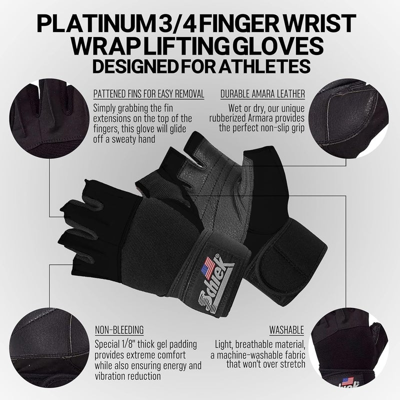 Schiek Sports 540 Platinum Lifting Gloves - Non-Slip Weightlifting Gloves with Wrist Wrap for Men and Women - Image 3