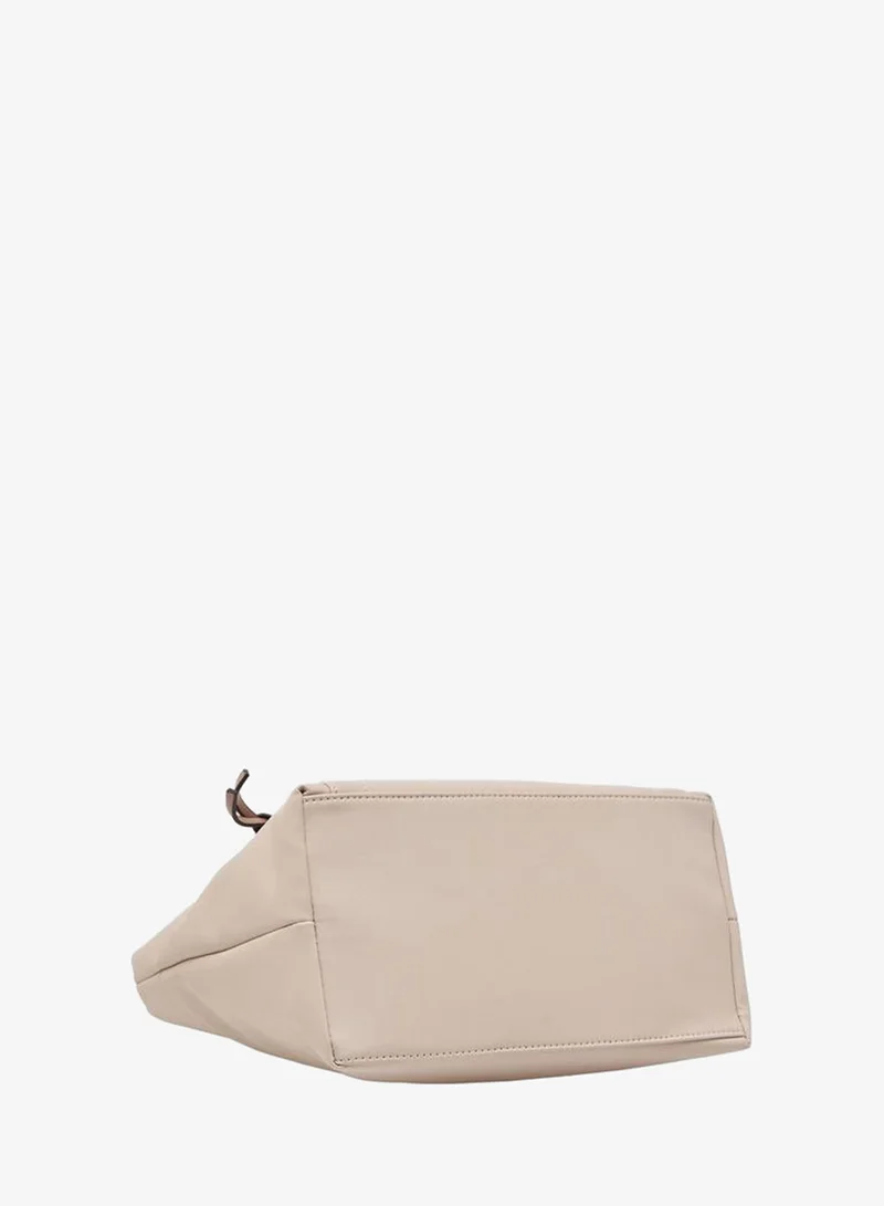 MISSY BEIGE Solid Tote Bag With Charm Accent for Women | Best Price UAE