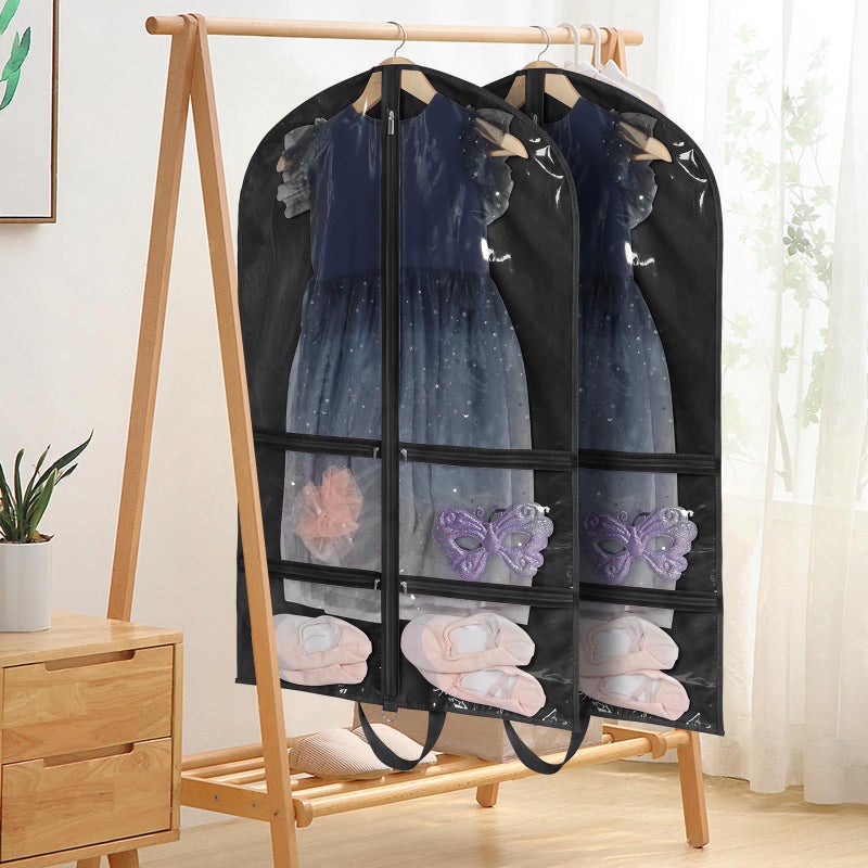 KEEGH Clear Garment Bags for Dance Costumes 40 inch Dance Garment Bags for Dancers Hanging Clothes for Closet Storage, with 4 Zipper Pockets for Dance Competitions, Ballet, Theatre, 6 Pack, Black - Image 5