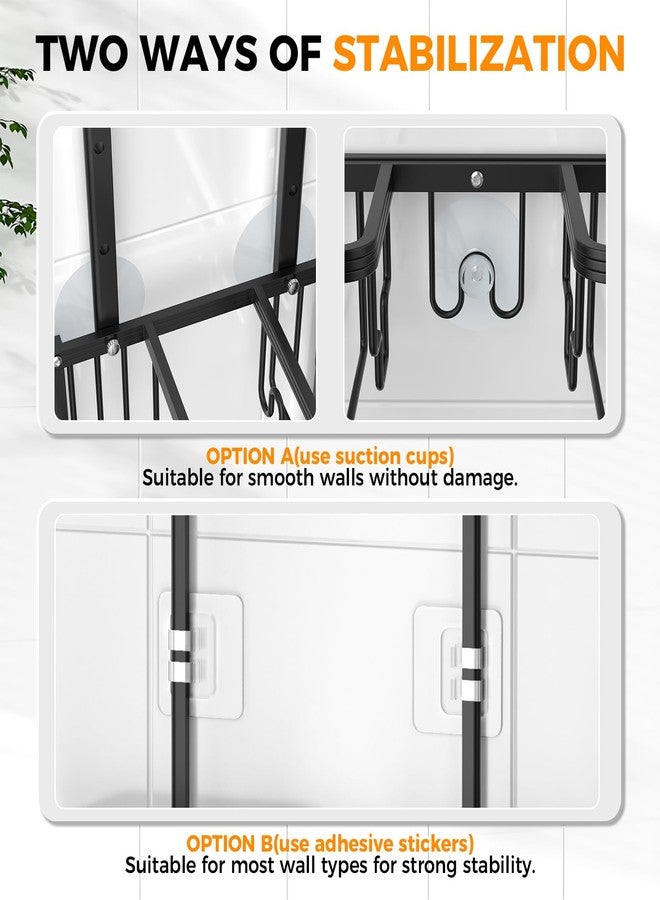 REINHARDT Aluminum Shower Caddy Hanging Adjustable Shower Caddy, Rustproof Hanging Shower Organizer with Hooks Soap Holders, Over Shower Head Caddy for Handheld Showerhead, Black - Image 5