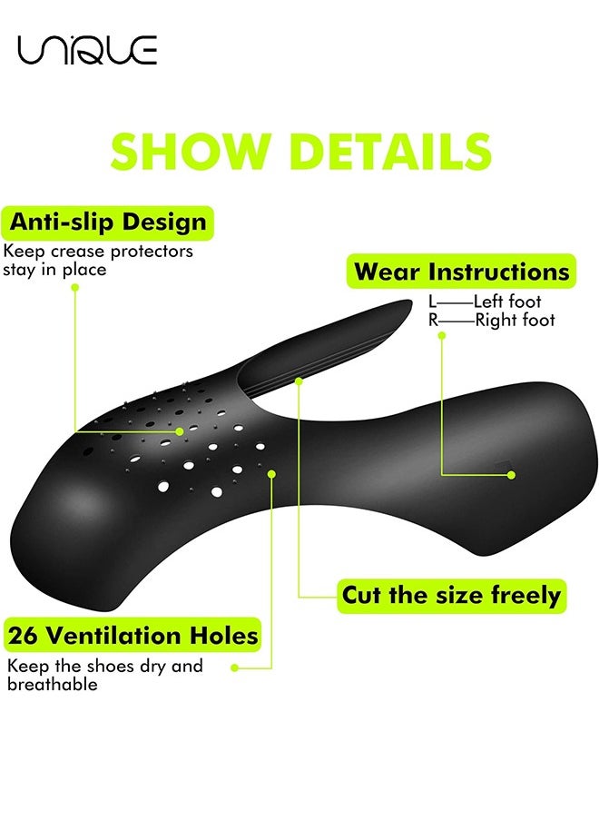Unique - 2 Pairs Shoe Crease Protector, Crease Protector, Shoes Anti Wrinkle Shields, Toe Box No Creases Reduce, Insert Stopper Gaurds Preventer Feilds Against for Running Casual Shoes (Black) - Image 1
