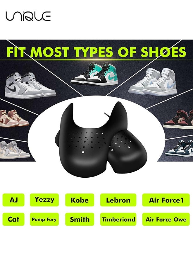 Unique - 2 Pairs Shoe Crease Protector, Crease Protector, Shoes Anti Wrinkle Shields, Toe Box No Creases Reduce, Insert Stopper Gaurds Preventer Feilds Against for Running Casual Shoes (Black) - Image 1