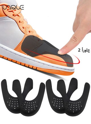 2 Pairs Shoe Crease Protector, Crease Protector, Shoes Anti Wrinkle Shields, Toe Box No Creases Reduce, Insert Stopper Gaurds Preventer Feilds Against for Running Casual Shoes (Black)