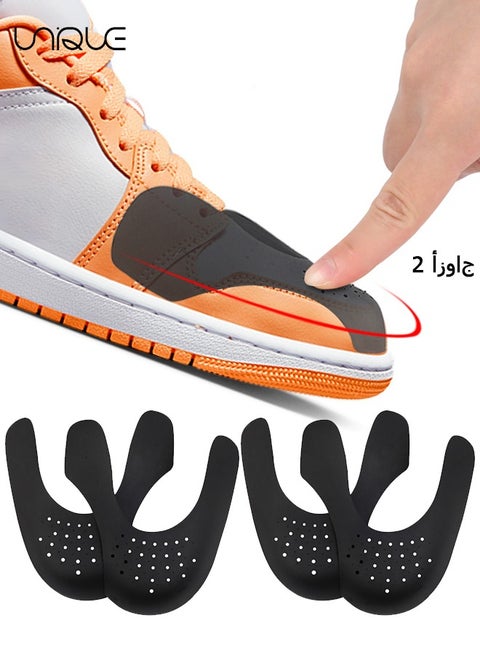2 Pairs Shoe Crease Protector, Crease Protector, Shoes Anti Wrinkle Shields, Toe Box No Creases Reduce, Insert Stopper Gaurds Preventer Feilds Against for Running Casual Shoes (Black)