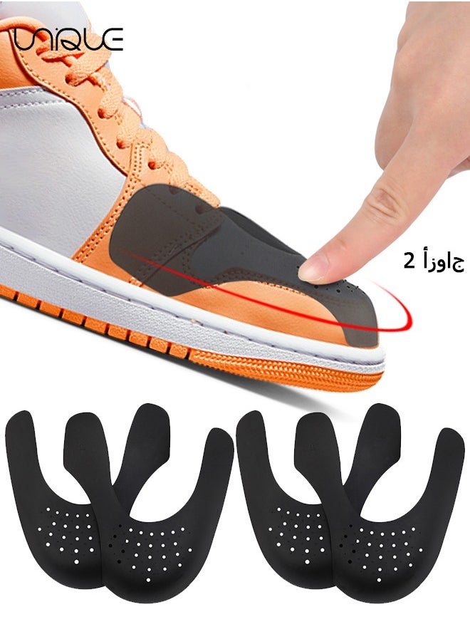 Unique - 2 Pairs Shoe Crease Protector, Crease Protector, Shoes Anti Wrinkle Shields, Toe Box No Creases Reduce, Insert Stopper Gaurds Preventer Feilds Against for Running Casual Shoes (Black) - Image 1