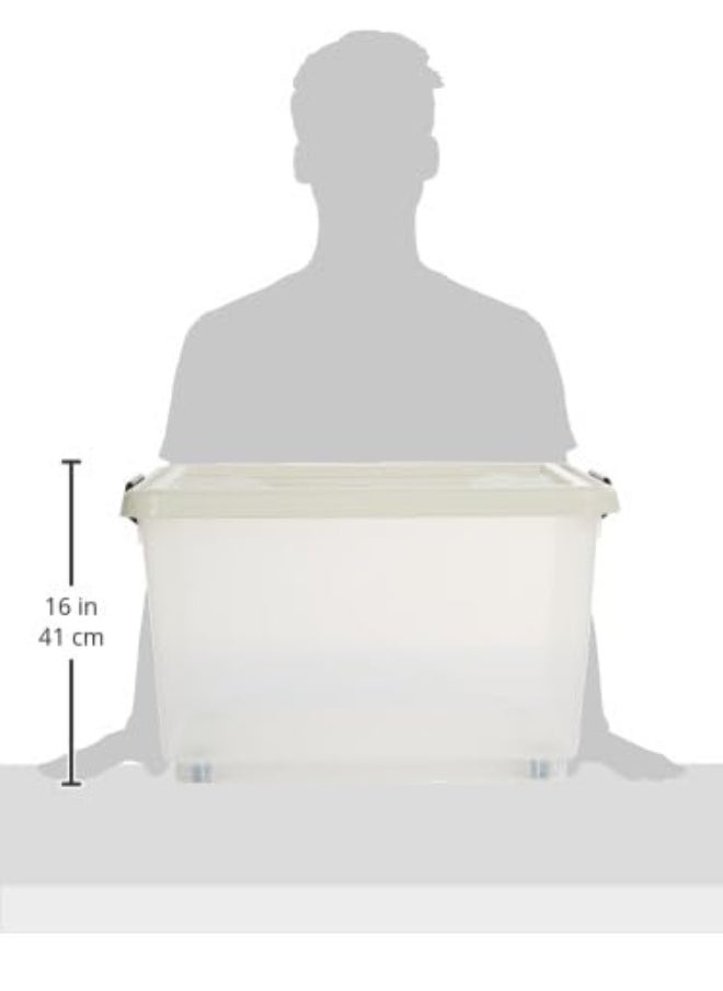 Cosmoplast 55L Clear Plastic Storage Set of 2 Box with Wheels & Lockable Lid  - Image 1