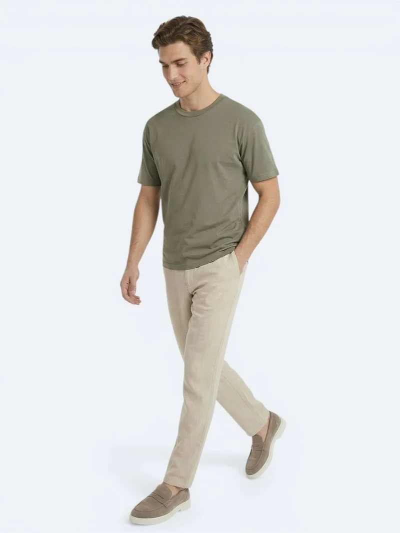 Kip Khaki Plain 100% Cotton T-Shirt
