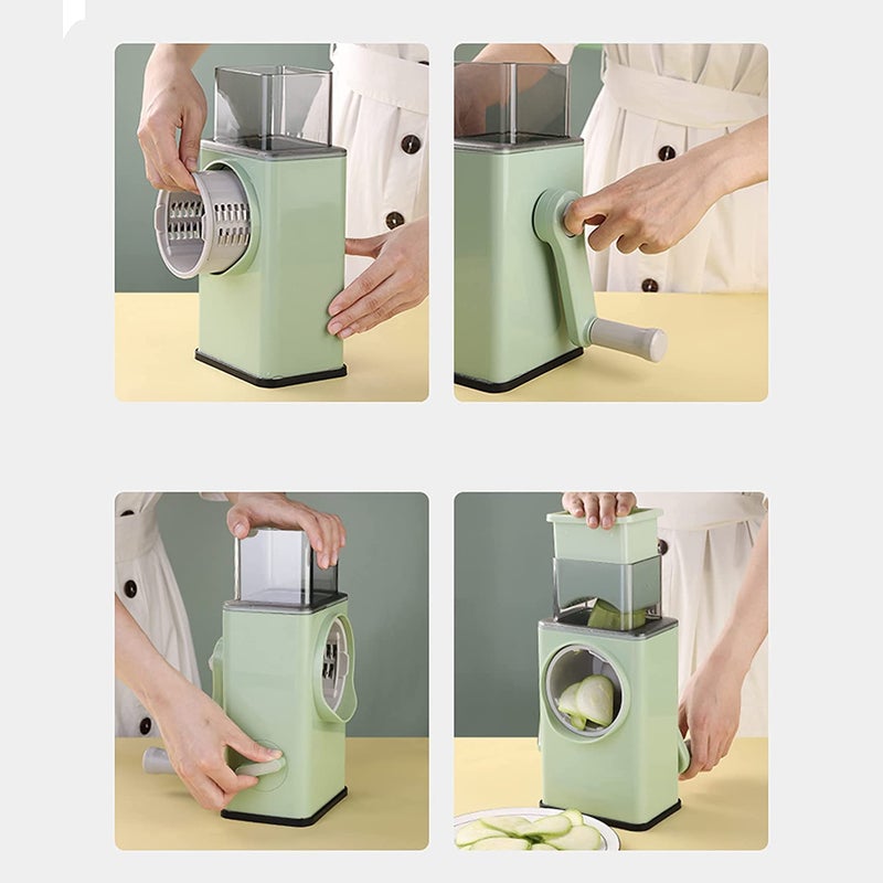BBD kitchen shop Rotary Vegetable Slicer Round Mandoline Slicer Grater Shredder Salad Maker Large Feed Port Suction Base Cutter for Vegetable Fruit Cookie Oreo Nuts Plastic - Image 5