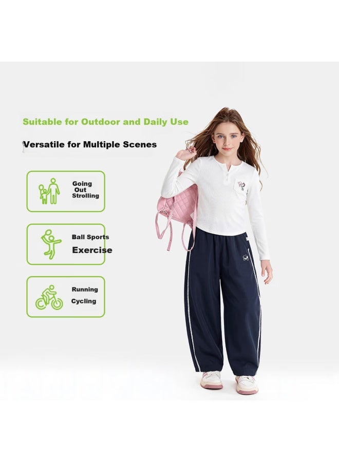 Snoopy Girls' Pants Curved Blade Casual Trousers Youth Spring Dark Blue 150 - Image 3