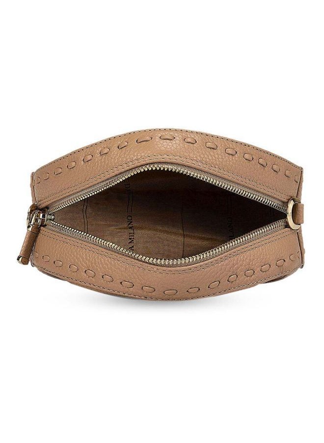 Da Milano - Solid Leather Structured Crossbody Bag Beige - Image 1