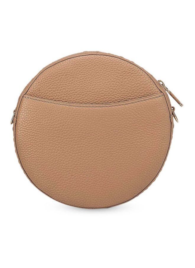 Da Milano - Solid Leather Structured Crossbody Bag Beige - Image 1
