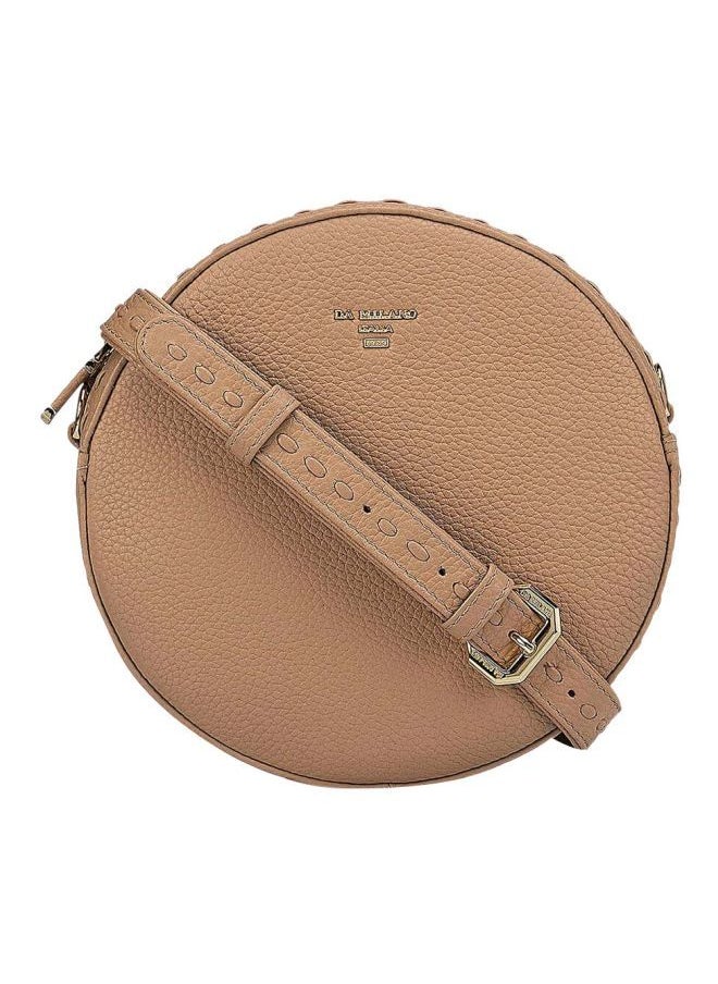Da Milano - Solid Leather Structured Crossbody Bag Beige - Image 1