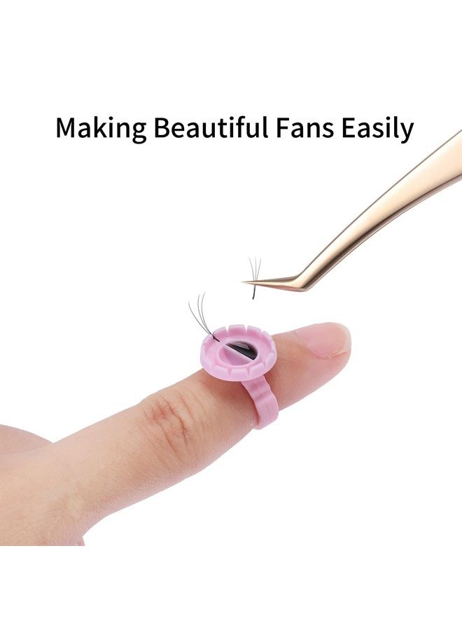 Miuffue 300 Pcs Glue Rings Smart Glue Holder for Eyelash Extensions, Easy Fanning Glue Cups for Volume Lashes, Pink  - Image 4