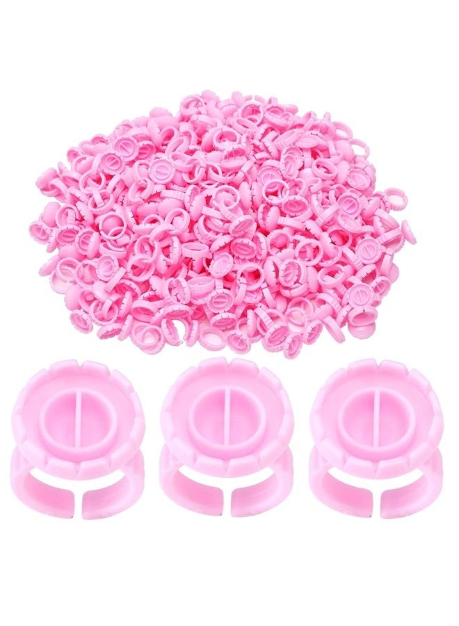 Miuffue 300 Pcs Glue Rings Smart Glue Holder for Eyelash Extensions, Easy Fanning Glue Cups for Volume Lashes, Pink  - Image 1