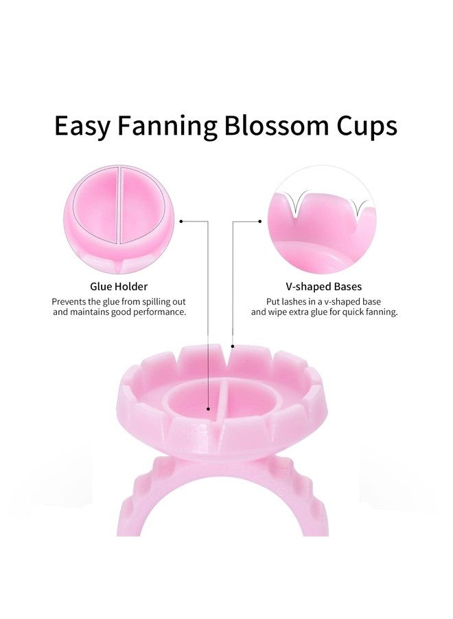 Miuffue 300 Pcs Glue Rings Smart Glue Holder for Eyelash Extensions, Easy Fanning Glue Cups for Volume Lashes, Pink  - Image 3