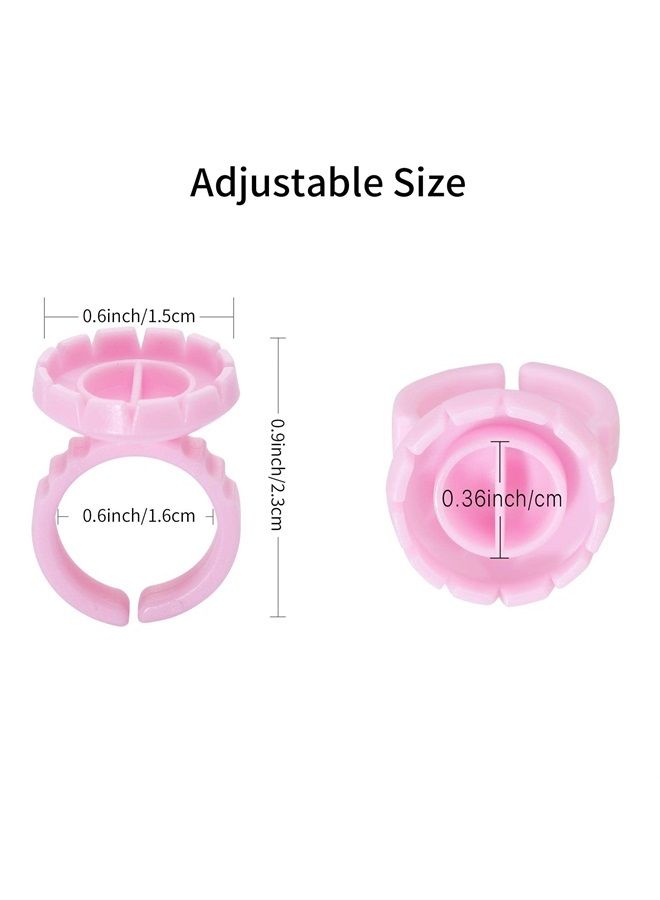 Miuffue 300 Pcs Glue Rings Smart Glue Holder for Eyelash Extensions, Easy Fanning Glue Cups for Volume Lashes, Pink  - Image 2