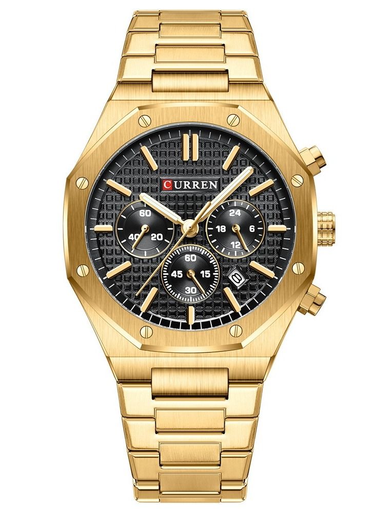 CURREN 8440M Men Quartz Business Watch Stainless Steel Band Alloy Case Fashion Multifunction Wristwatch Abrastion Resistant Glass 3ATM Luminous Display Chronograph Calendar Date Watches - Image 1