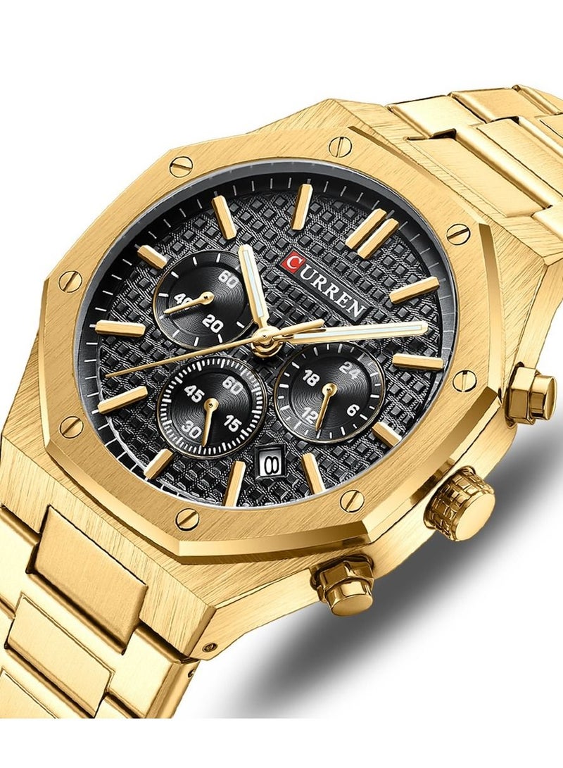 CURREN 8440M Men Quartz Business Watch Stainless Steel Band Alloy Case Fashion Multifunction Wristwatch Abrastion Resistant Glass 3ATM Luminous Display Chronograph Calendar Date Watches - Image 2