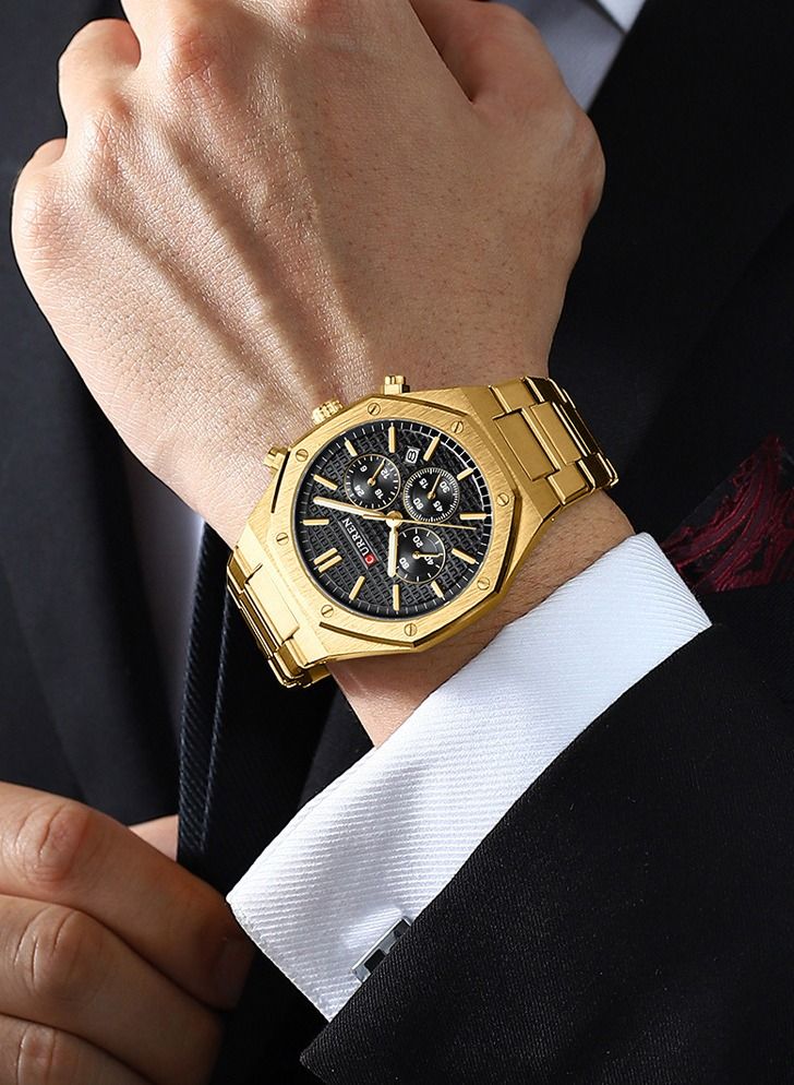 CURREN 8440M Men Quartz Business Watch Stainless Steel Band Alloy Case Fashion Multifunction Wristwatch Abrastion Resistant Glass 3ATM Luminous Display Chronograph Calendar Date Watches - Image 5