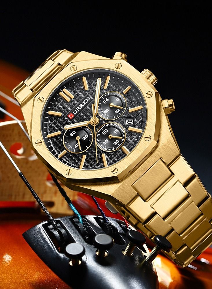 CURREN 8440M Men Quartz Business Watch Stainless Steel Band Alloy Case Fashion Multifunction Wristwatch Abrastion Resistant Glass 3ATM Luminous Display Chronograph Calendar Date Watches - Image 3