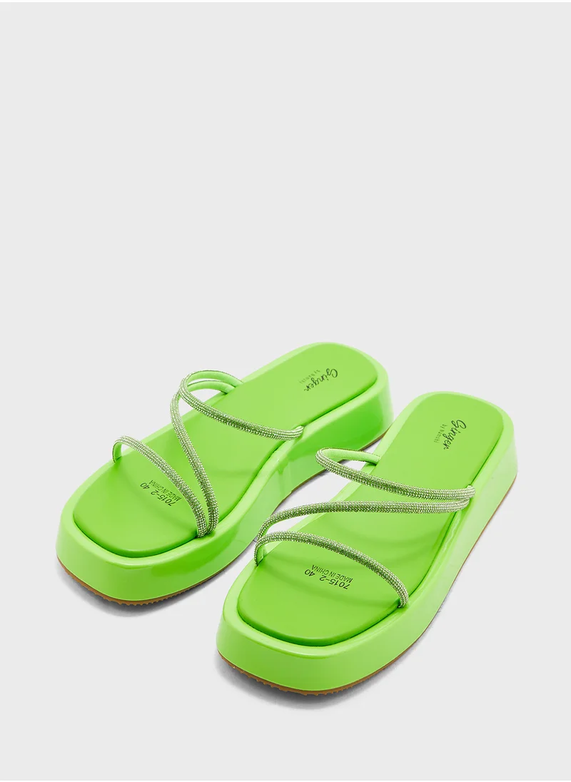 جينجر Diamante Strap Platform Sandal