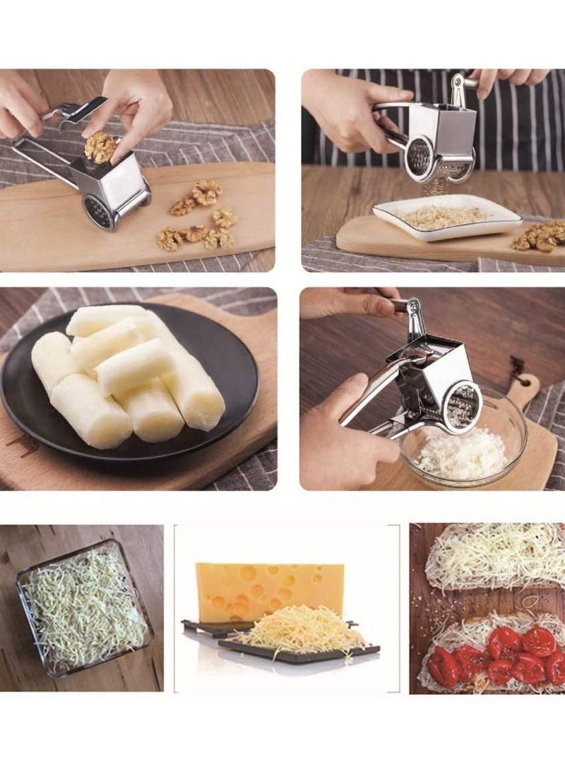 SYOSI Rotary Cheese Grater, Cylinder Ultra Sharp Cylinders Drums Slicer Stainless Steel Professional Vegetable Shredder for Parmesan Cheese, Garlic, Nut, Ginger, Carrot  - Image 2