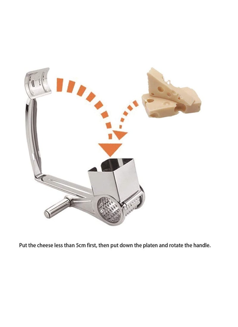 SYOSI Rotary Cheese Grater, Cylinder Ultra Sharp Cylinders Drums Slicer Stainless Steel Professional Vegetable Shredder for Parmesan Cheese, Garlic, Nut, Ginger, Carrot  - Image 5