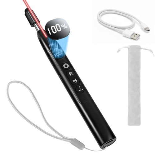 Climberty® 25.5'' Telescopic Remote Page Turner Pen with Touch Screen Tip & Laser, PPT Laser Clicker USB Rechargeable Wireless Presenter for Slideshows, Teaching & Office Presentations - Image 1