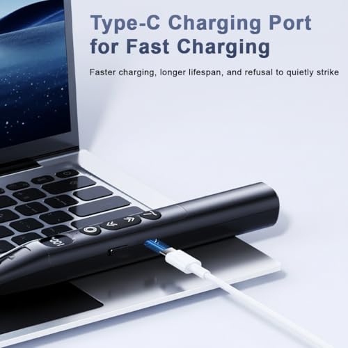 Climberty® 25.5'' Telescopic Remote Page Turner Pen with Touch Screen Tip & Laser, PPT Laser Clicker USB Rechargeable Wireless Presenter for Slideshows, Teaching & Office Presentations - Image 4